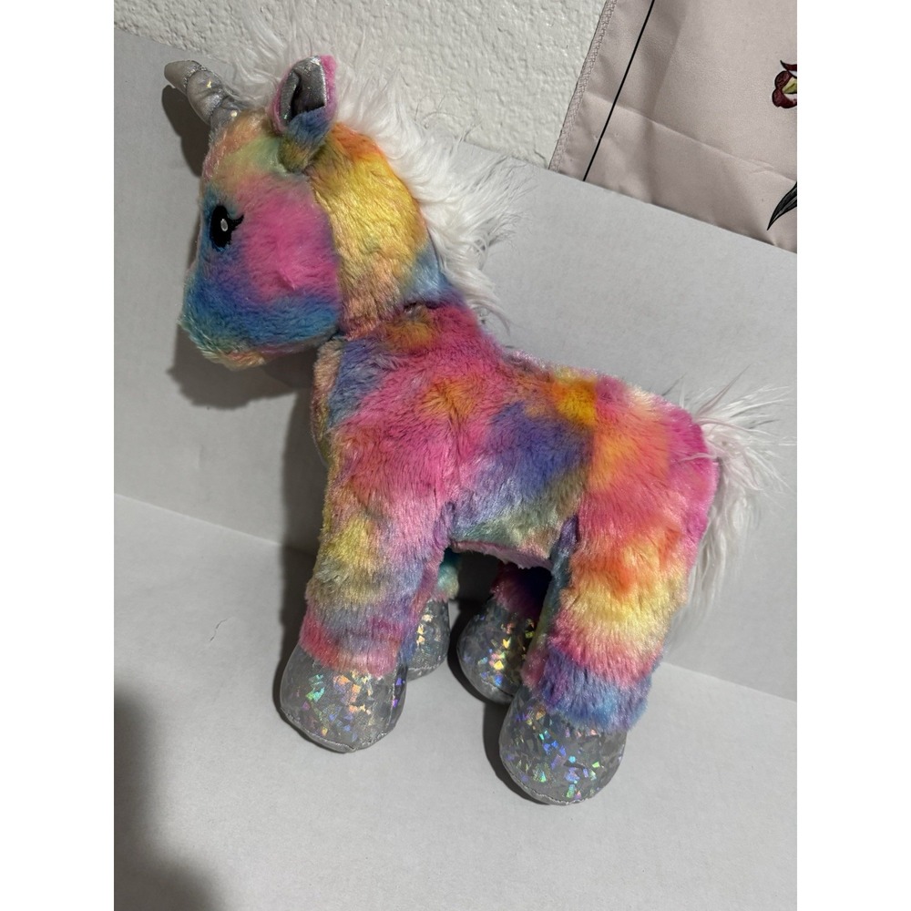 Build a Bear Workshop Rainbow Unicorn Plush 16" Tie-Dye BAB Holographic